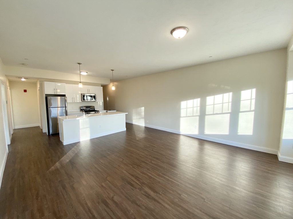 81 Amory Street, Unit 204 Boston, MA 02119 - Photo 4 of 12 a view of a kitchen with a sink and a refrigerator