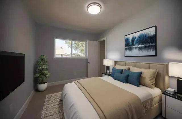 an empty room with windows