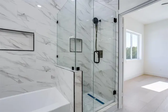 a bathroom with a shower