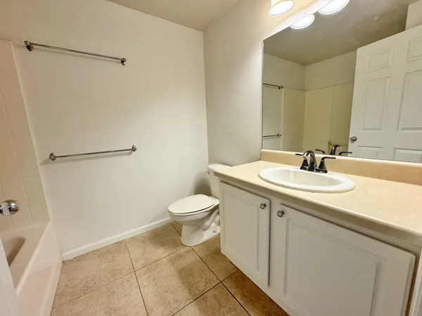 a bathroom with a bathtub