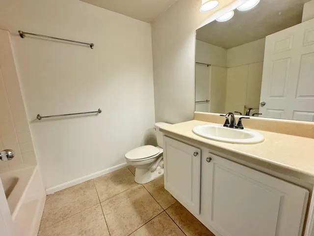 a bathroom with a bathtub