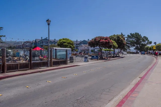 a street with tall trees