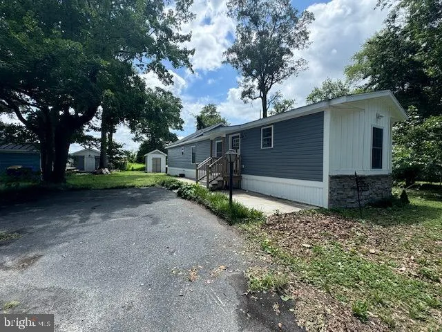 a view of backyard of house with trees