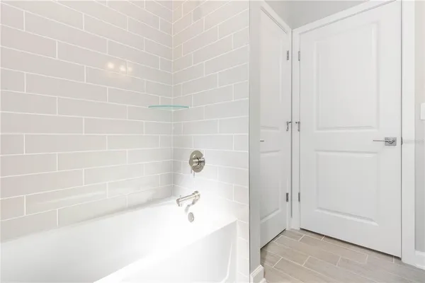 a bathroom with a bathtub