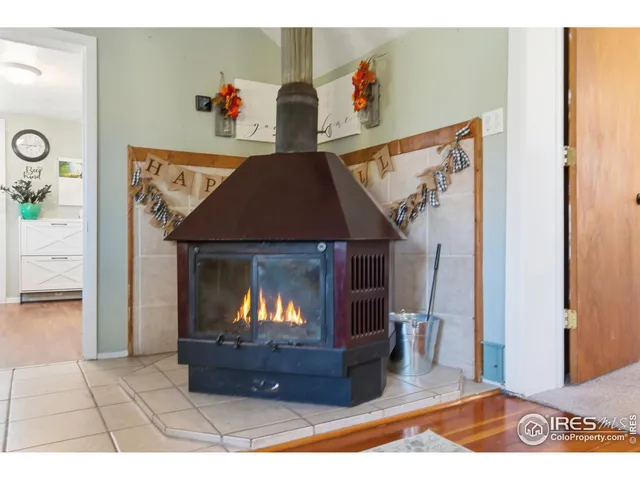 a view of living room with furniture and a fireplace
