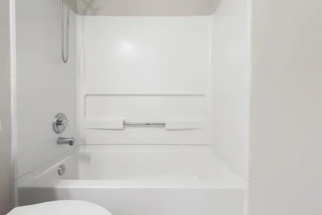 a bathroom with a bathtub