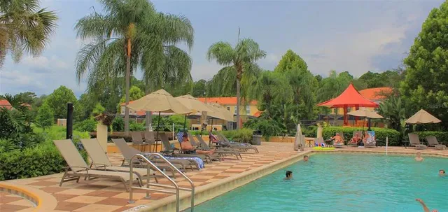 a view of outdoor space yard deck patio and swimming pool