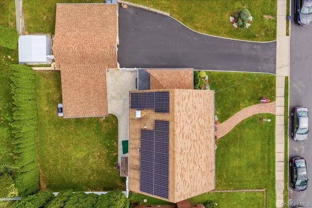 an aerial view of a house