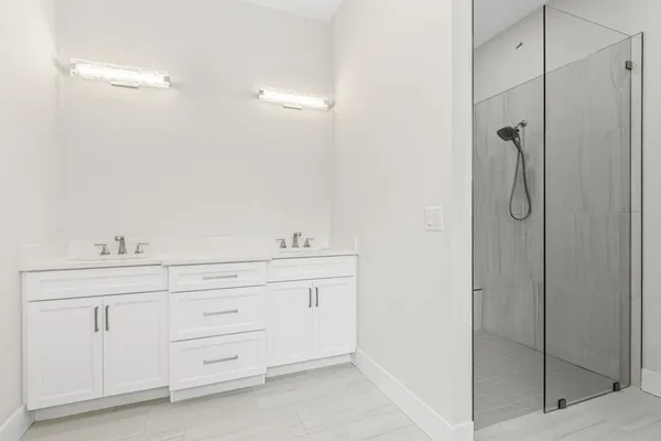 a bathroom with a shower