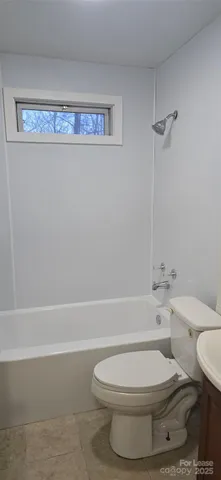 a bathroom with a toilet and a bath tub