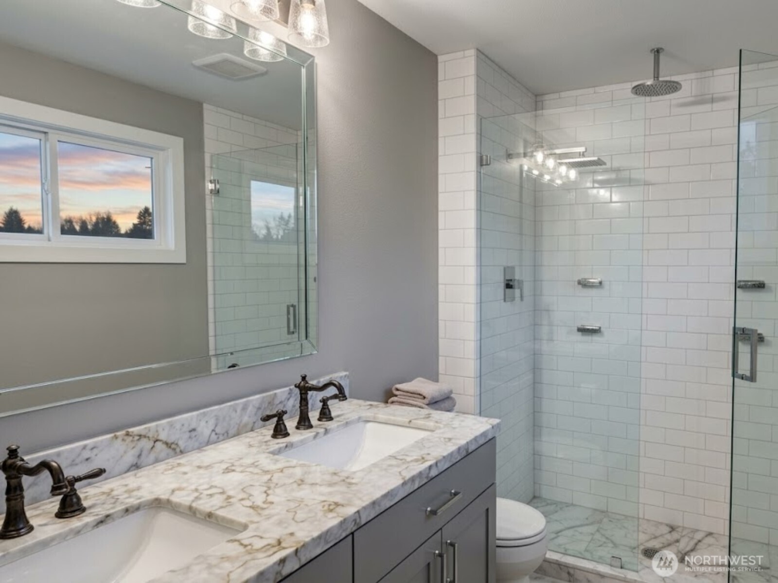 1 Endor Heights Vader, WA 98593 - Photo 14 of 16 a bathroom with a granite countertop sink toilet and shower