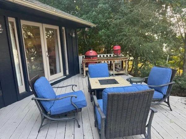 a view of an outdoor space with seating