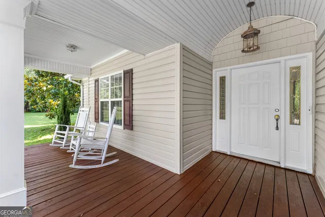 a view of lake with green space