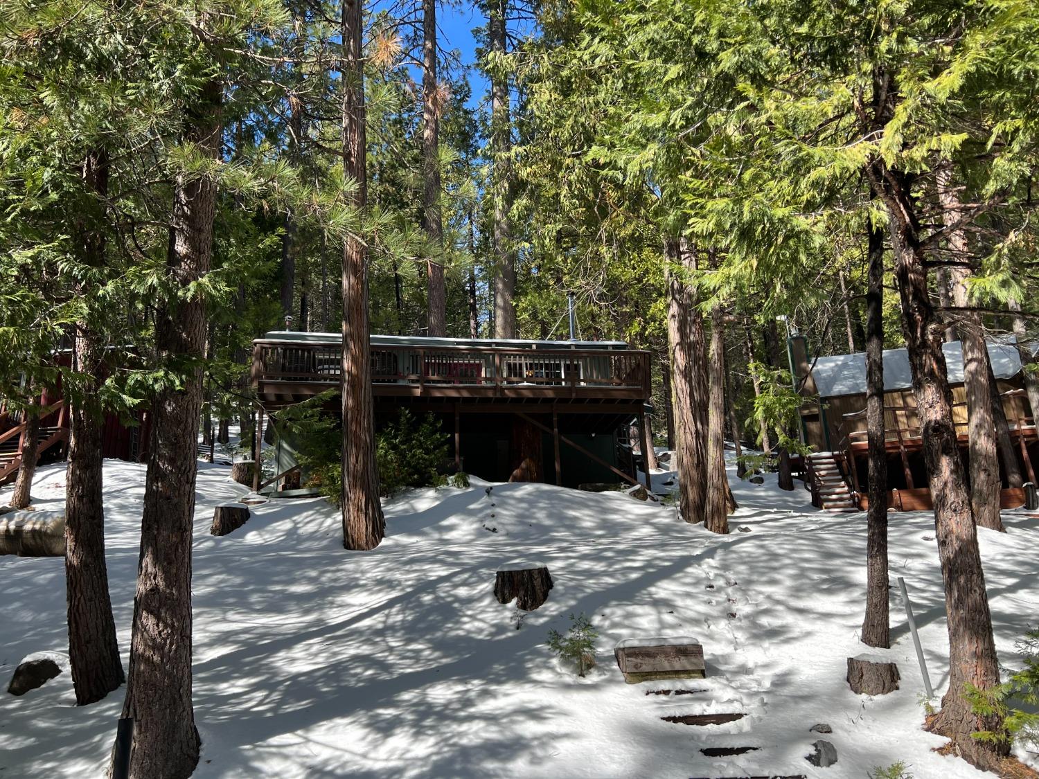 26445 Crystal Road Long Barn, CA 95335 - Photo 21 of 22 a view of backyard with a table and chairs and a large tree