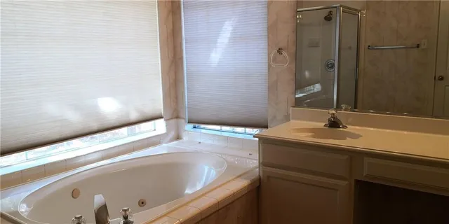 a bathroom with a sink and a bathtub