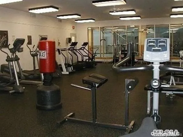 a view of a room with gym equipment
