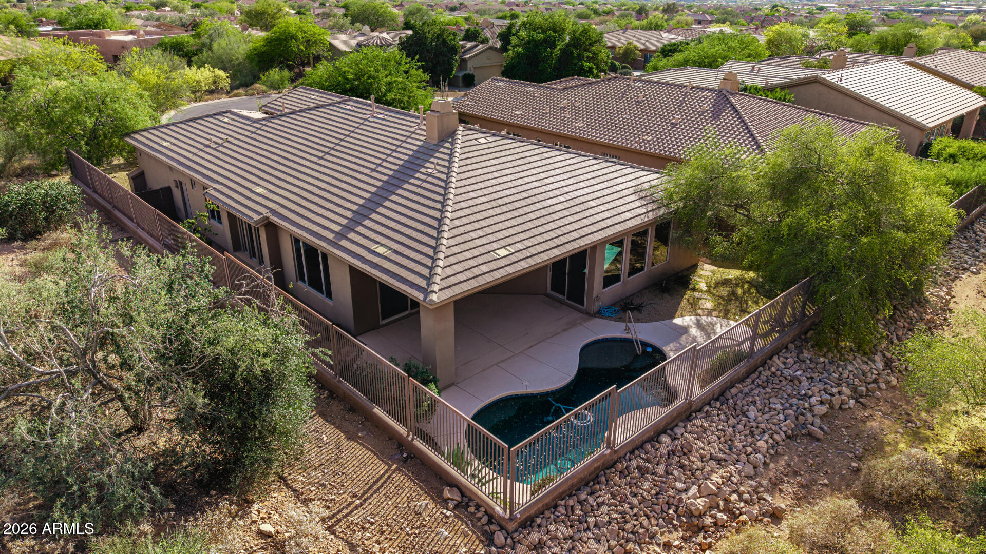 14146 East Coyote Road Scottsdale, AZ 85259 - Photo 32 of 40 an aerial view of house with backyard space and balcony