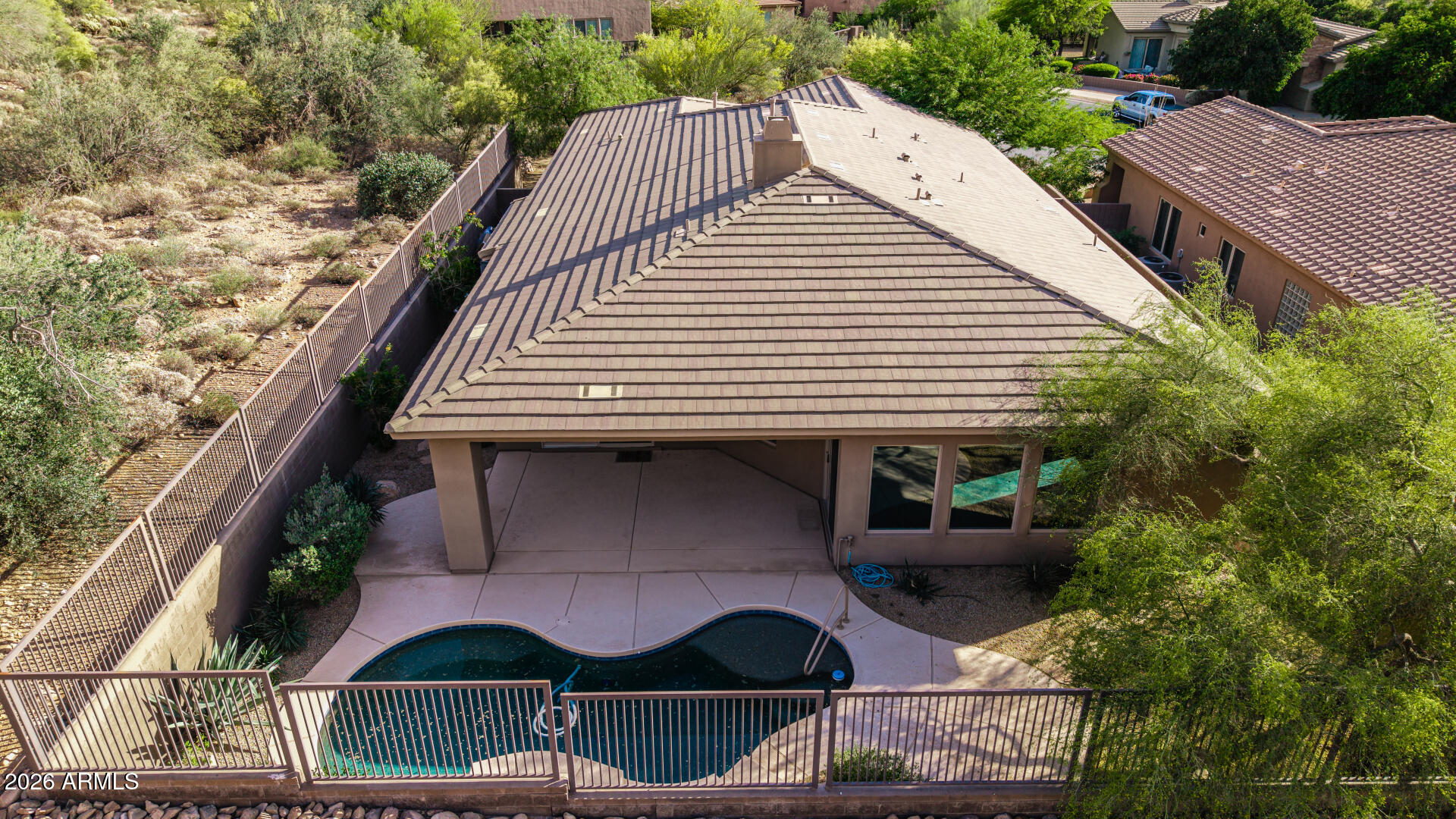 14146 East Coyote Road Scottsdale, AZ 85259 - Photo 33 of 40 a aerial view of a house with balcony and trees