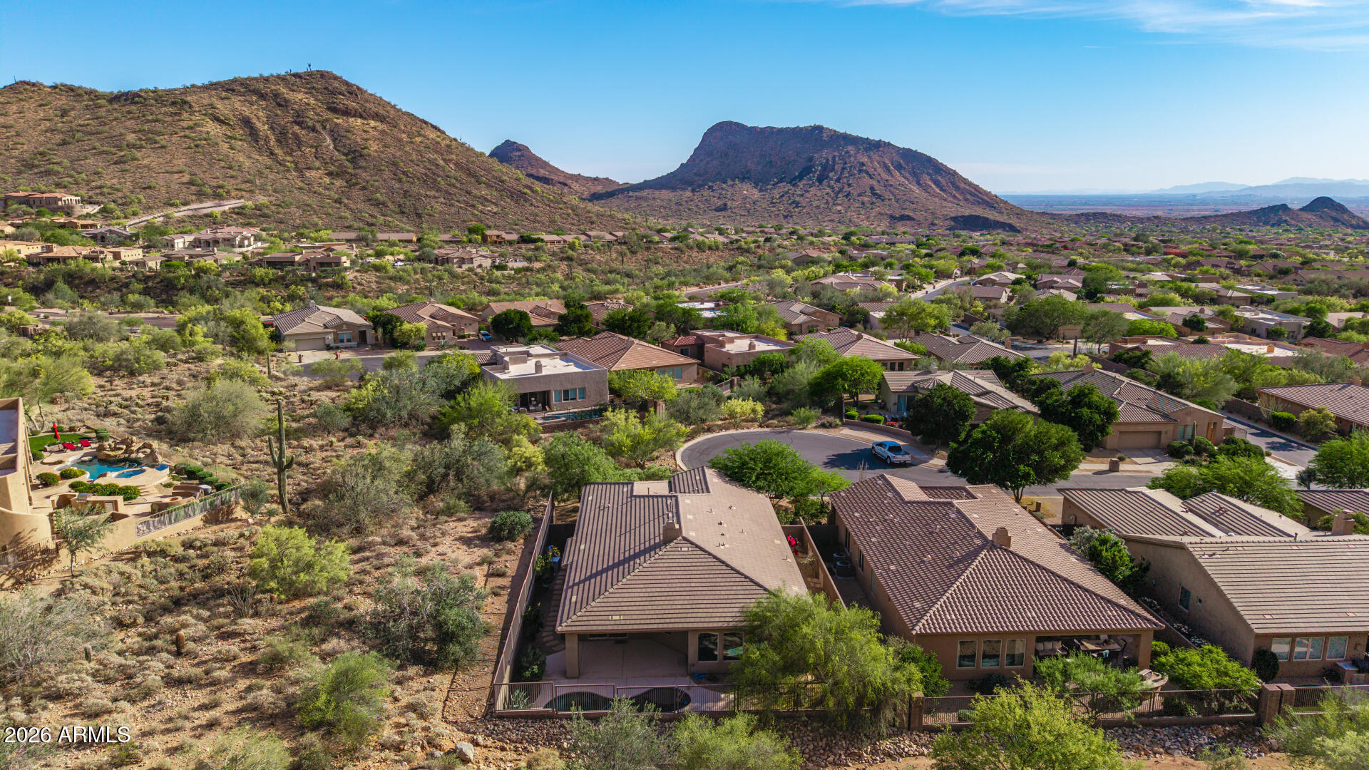 14146 East Coyote Road Scottsdale, AZ 85259 - Photo 34 of 40 an aerial view of residential houses with outdoor space and trees