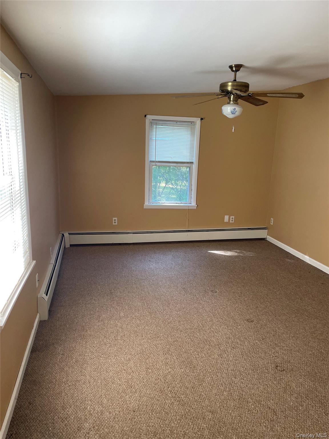 67 Bethlehem Road New Windsor, NY 12553 - Photo 17 of 19 Spare room featuring carpet, baseboard heating, and ceiling fan