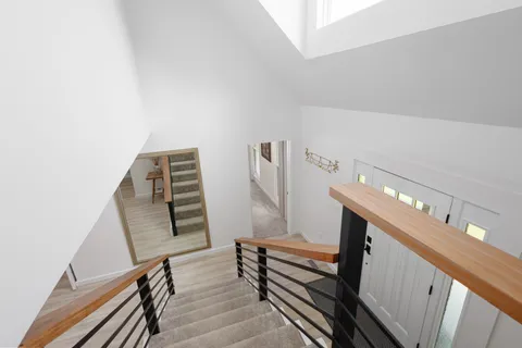 a view of a lake with a building in the background