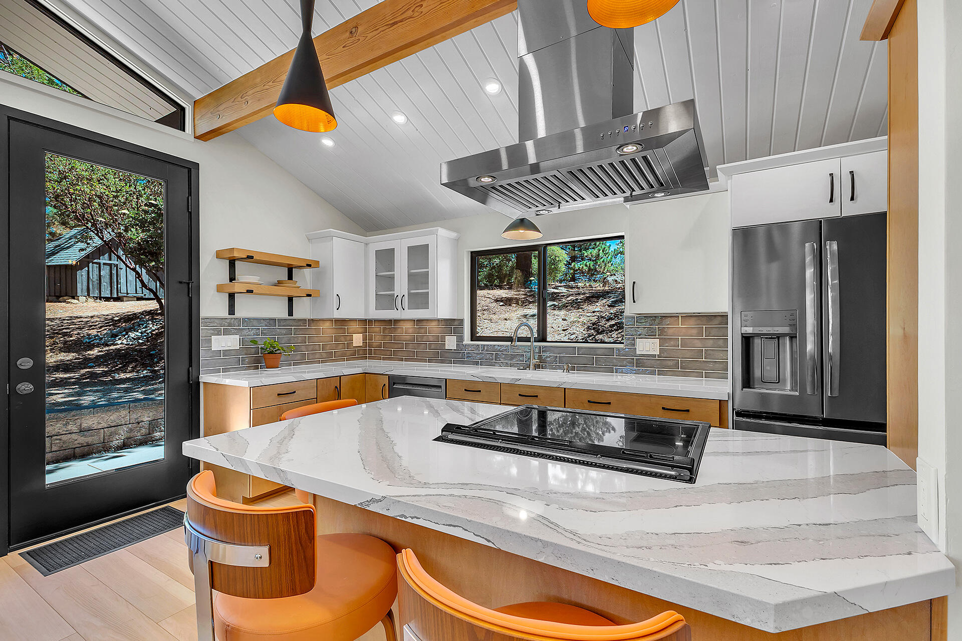 52600 Double View Drive Idyllwild, CA 92549 - Photo 32 of 75 a kitchen with stainless steel appliances granite countertop a sink and a refrigerator