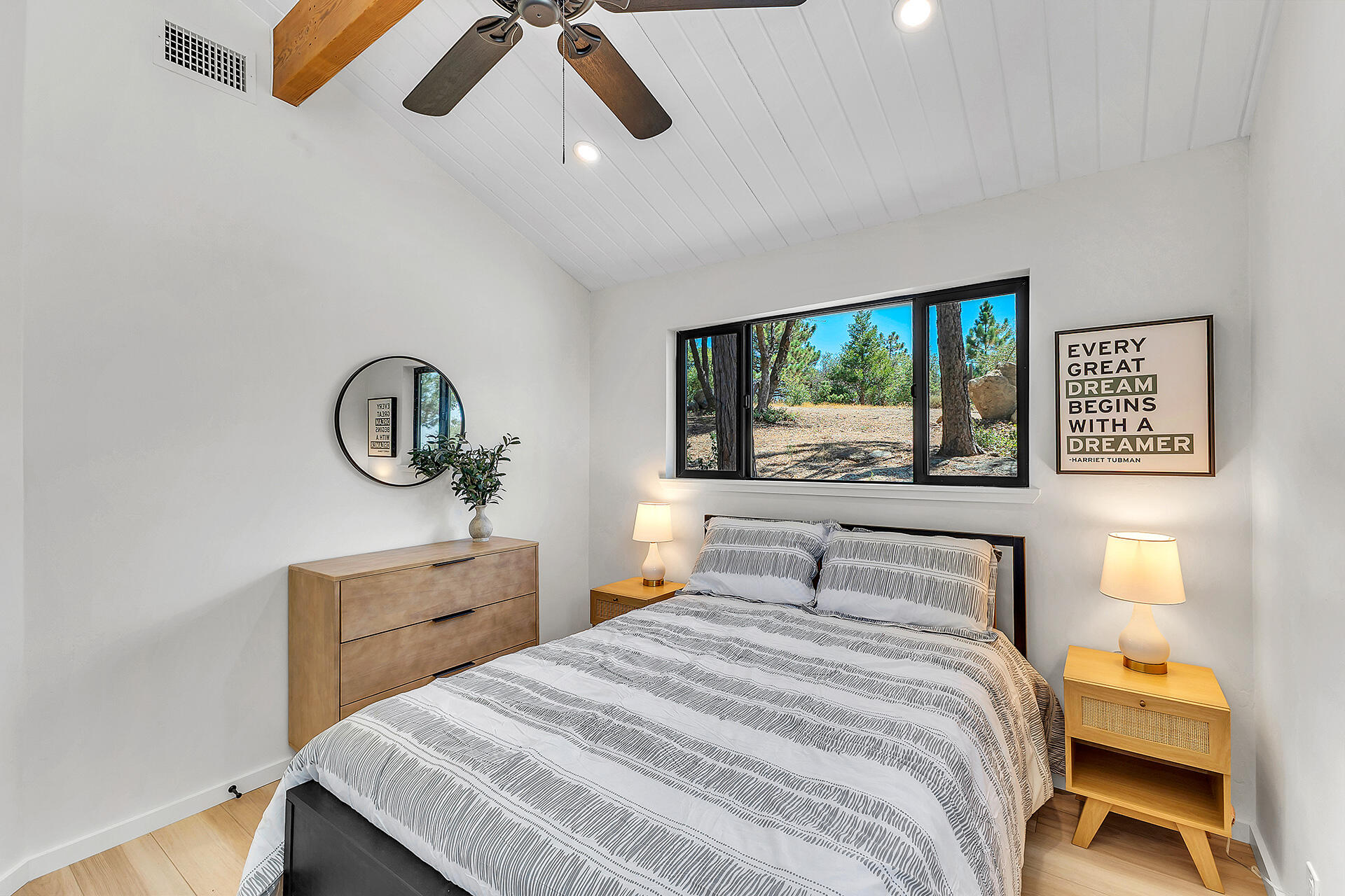 52600 Double View Drive Idyllwild, CA 92549 - Photo 55 of 75 a bedroom with a bed and a flat screen tv