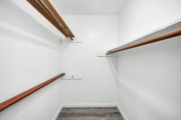 a view of small space with racks on the wall