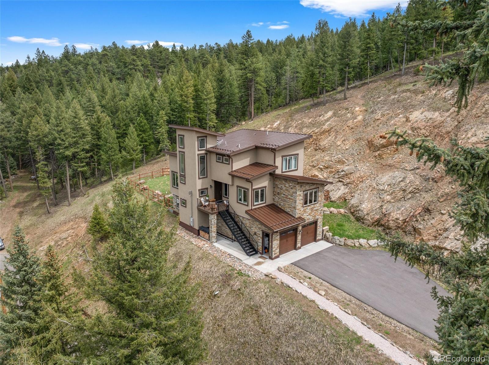 9218 South Turkey Creek Road Morrison, CO 80465 - Photo 37 of 44 an aerial view of a house with a yard