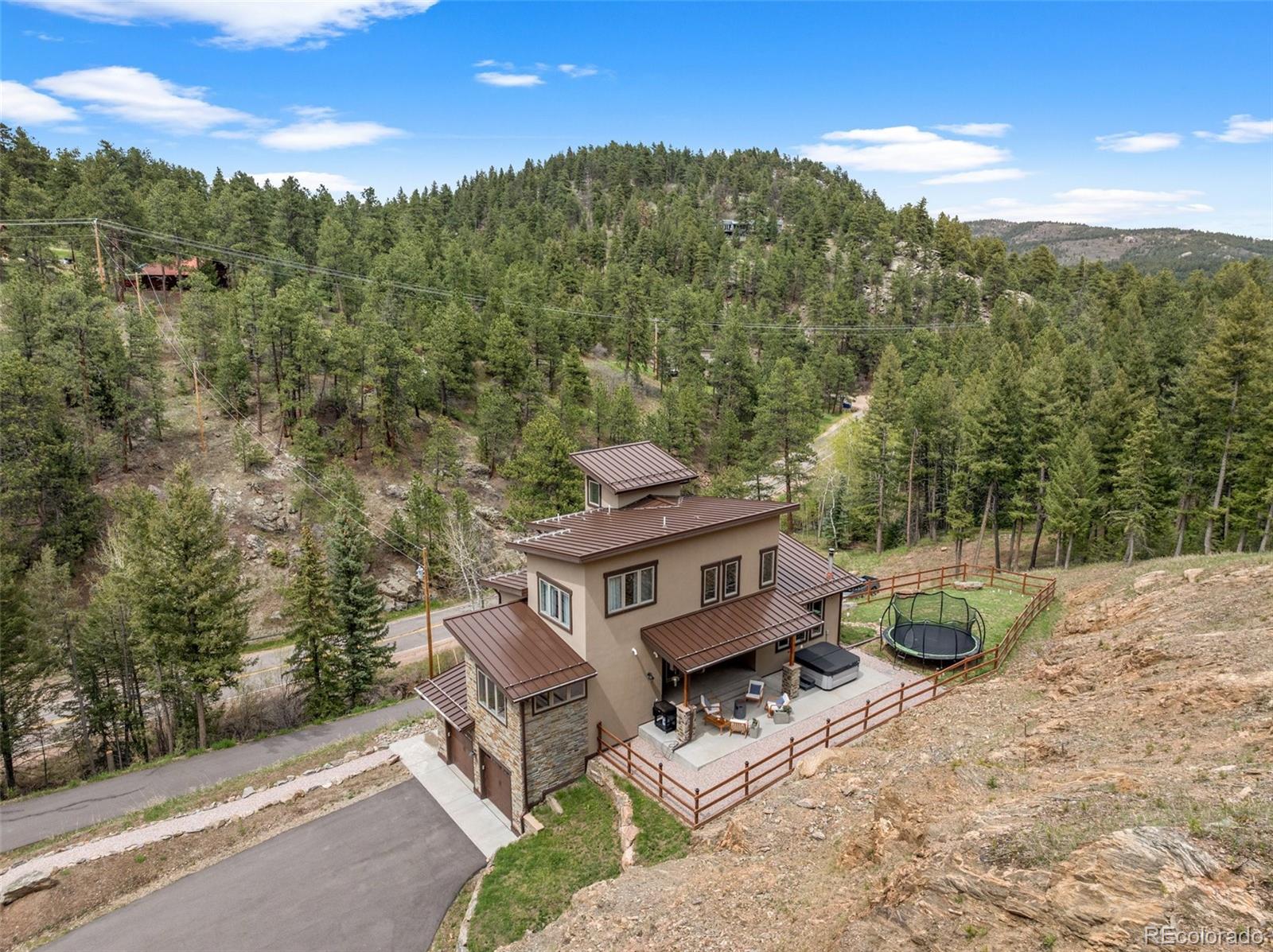 9218 South Turkey Creek Road Morrison, CO 80465 - Photo 38 of 44 a view of a patio with couches and sky view
