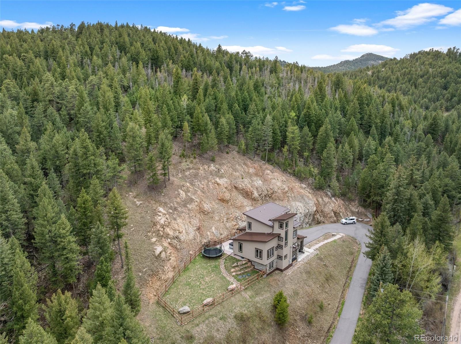 9218 South Turkey Creek Road Morrison, CO 80465 - Photo 40 of 44 an aerial view of a house with mountain view