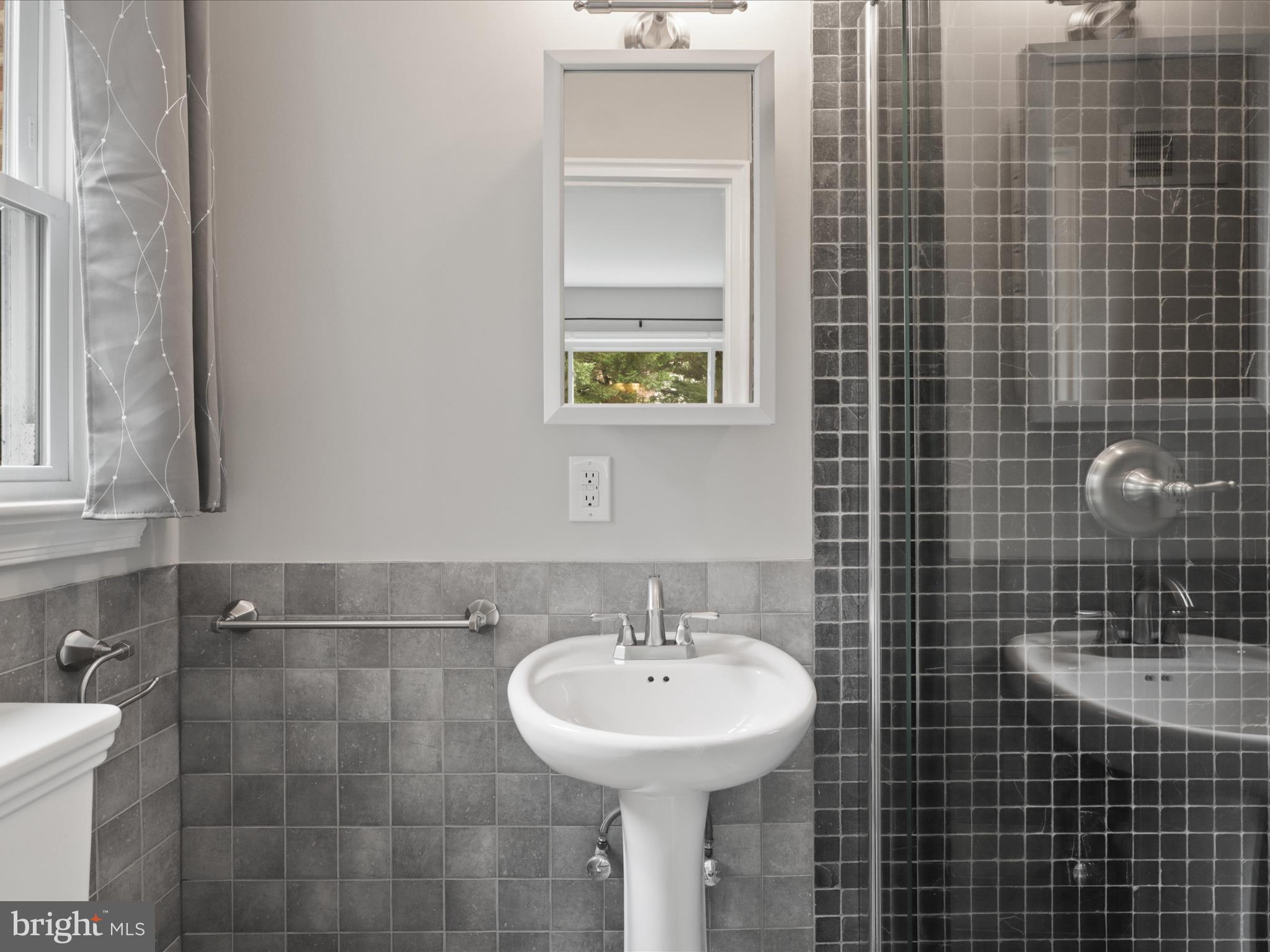 7533 Hollindale Court Alexandria, VA 22306 - Photo 31 of 78 a bathroom with a sink a mirror and a shower