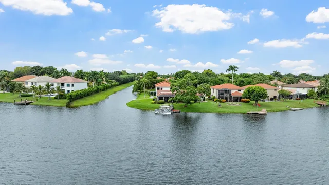 a view of a lake with a houses