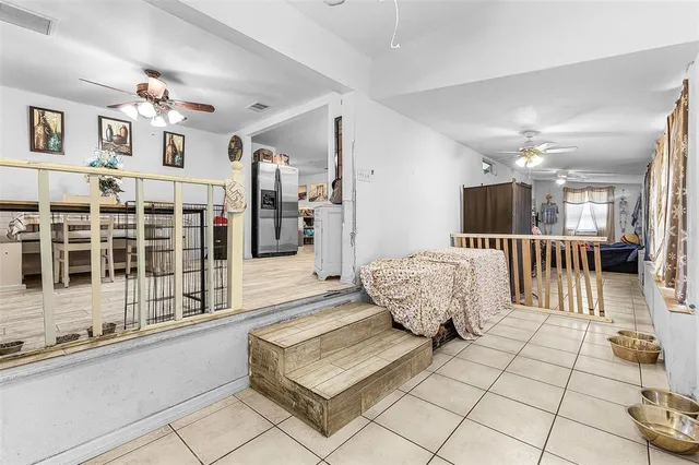 a living room with a couch and a table