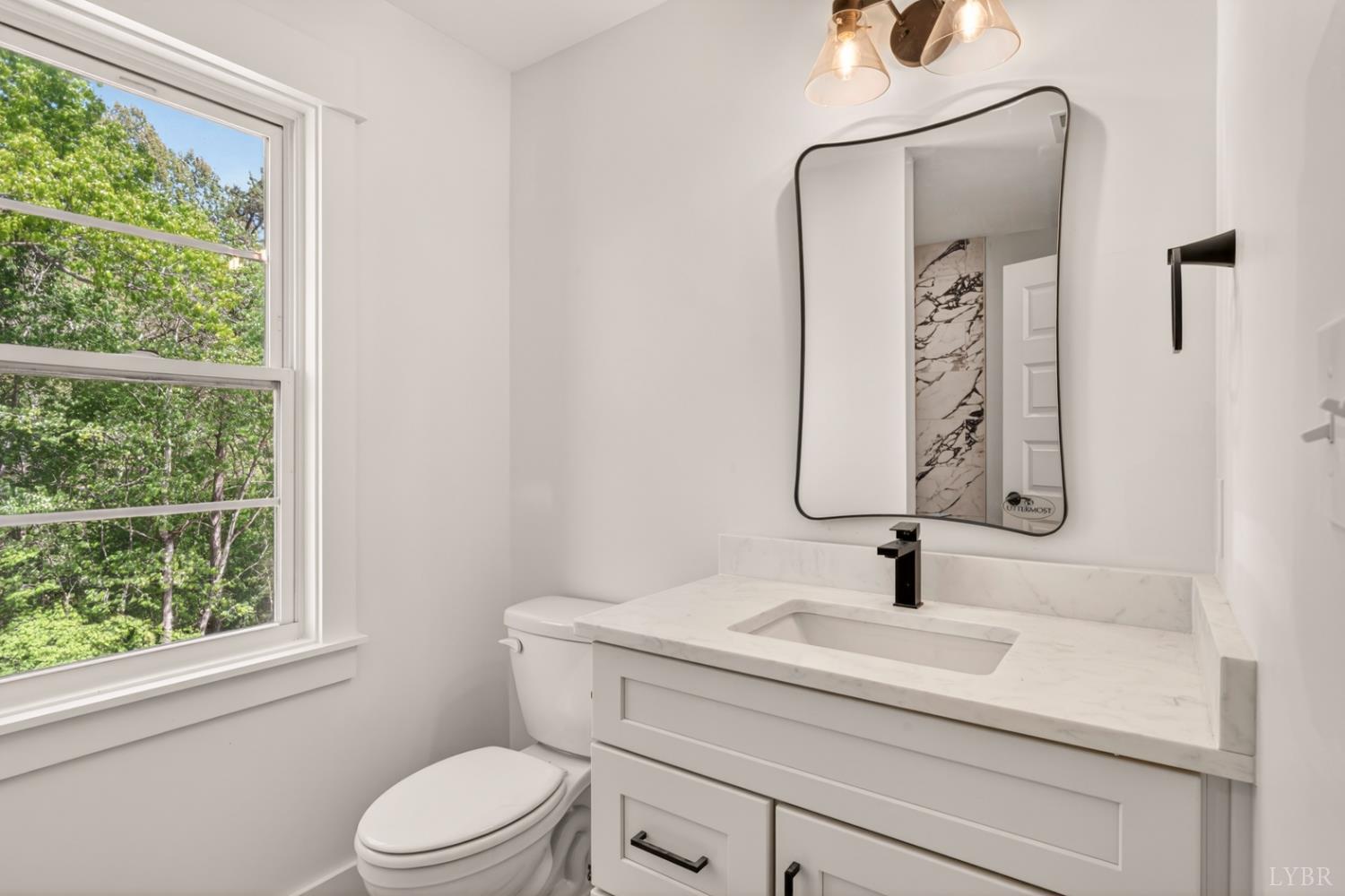 1488 Deer Hollow Road Forest, VA 24551 - Photo 51 of 68 a bathroom with a toilet sink vanity and mirror