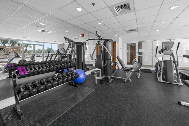 a view of a room with gym equipment