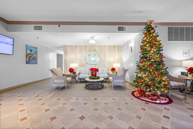 a view of a palm trees front of house