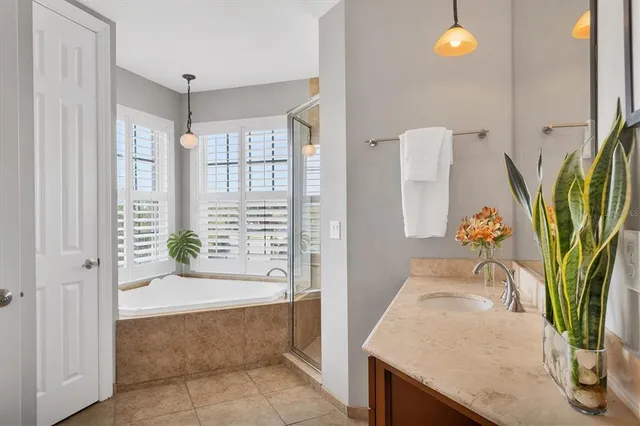a view of a tables and chairs in a patio