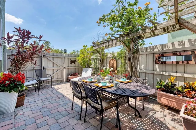 a view of street with sitting area