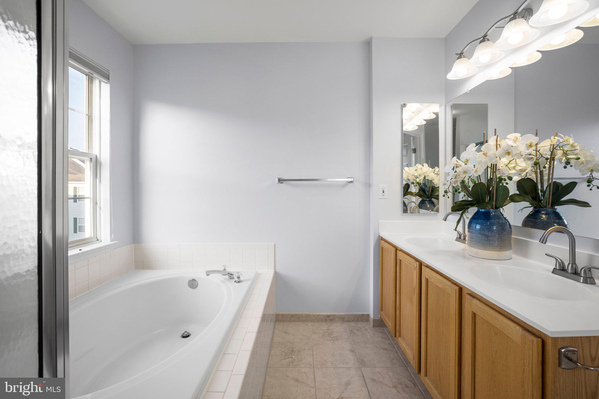 43002 Center Street Chantilly, VA 20152 - Photo 14 of 35 a bathroom with a tub sink and mirror
