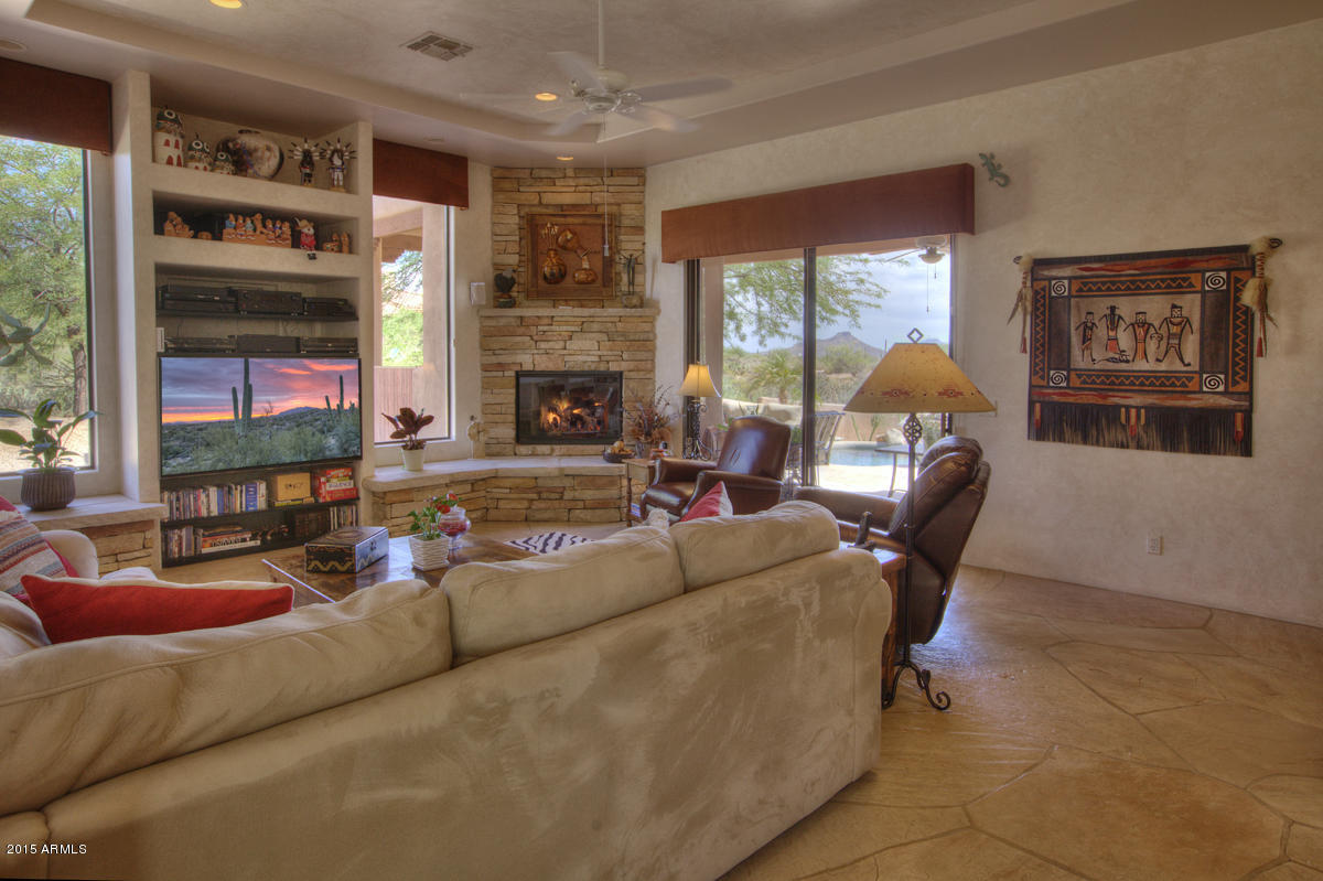 9527 Romping Road Carefree, AZ 85377 - Photo 10 of 40 Stone Fireplace, Beverage Bar