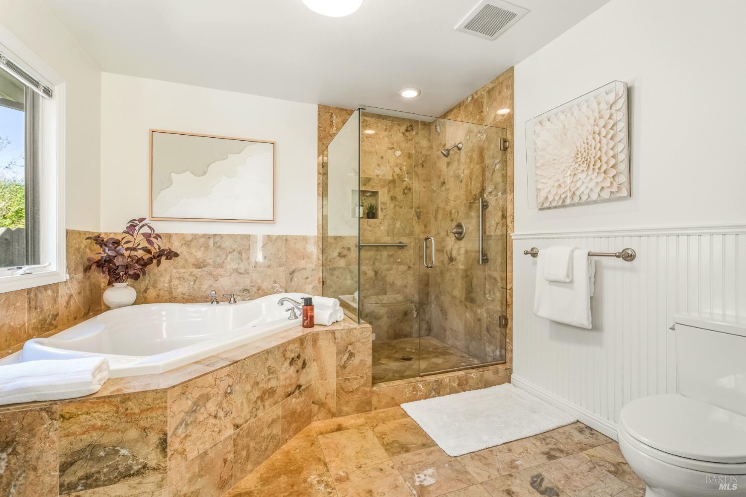 829 Las Pavadas Avenue San Rafael, CA 94903 - Photo 37 of 55 Floor to ceiling granite surround in shower...