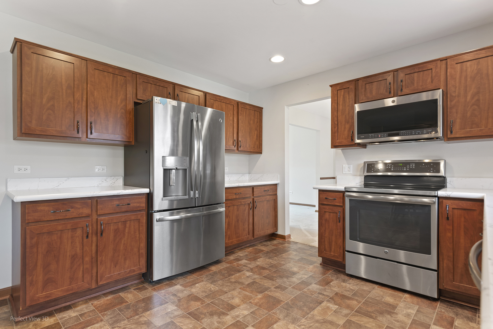 92 Foxboro Lane Gurnee, IL 60031 - Photo 8 of 46 a kitchen with stainless steel appliances granite countertop a refrigerator stove and microwave
