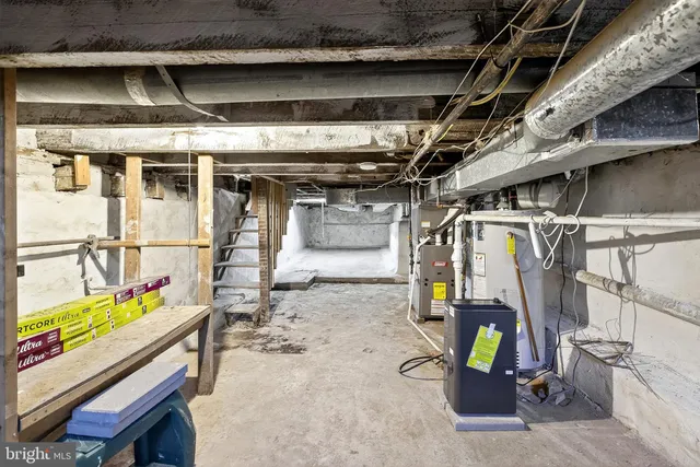 a view of a room with racks on the wall