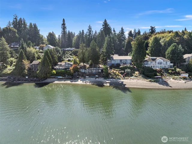 a view of a lake with a house
