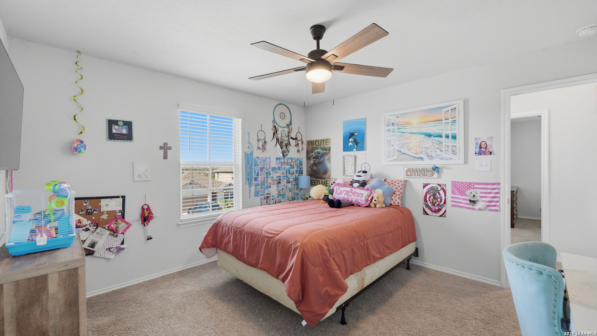 3649 Copper Bulverde, TX 78163 - Photo 30 of 45 a bedroom with a bed and a chandelier