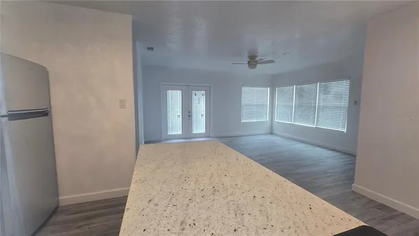 an empty room with windows