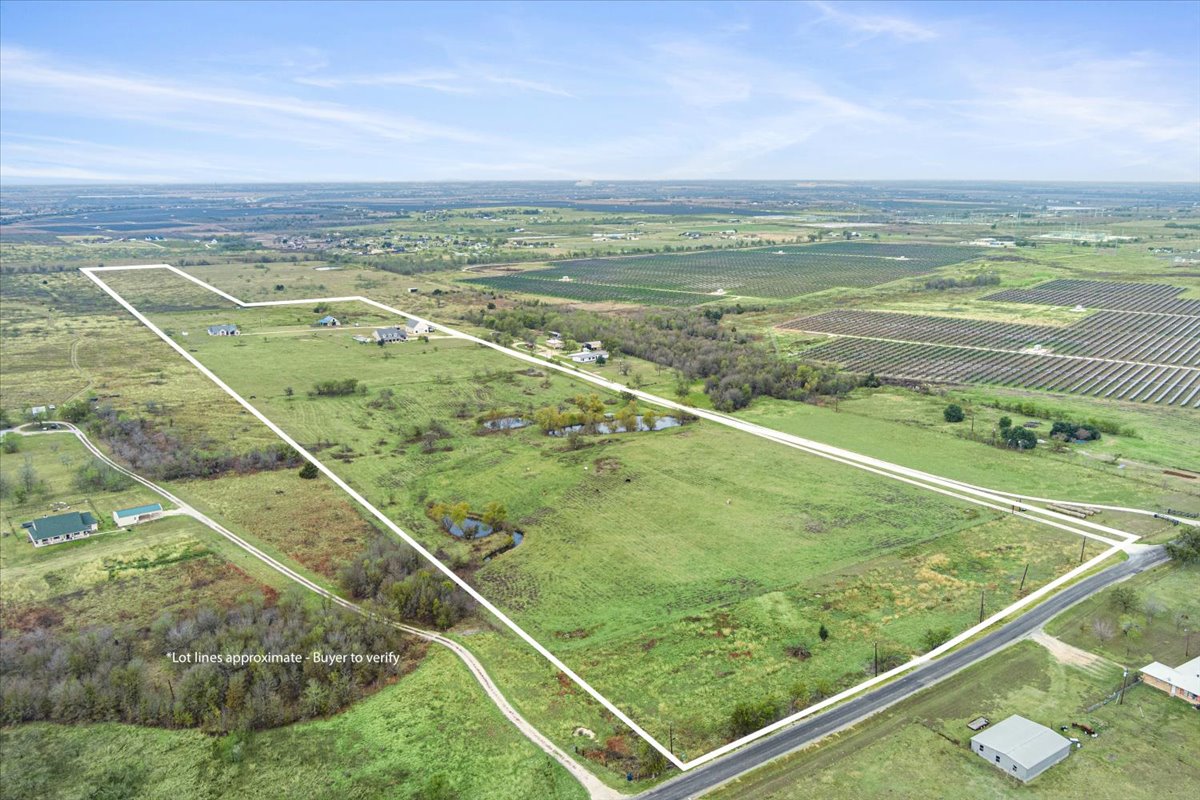 8600 Five Wells Road Rogers, TX 76569 - Photo 40 of 40 Aerial view of property's location with rural landscape and property boundaries highlighted