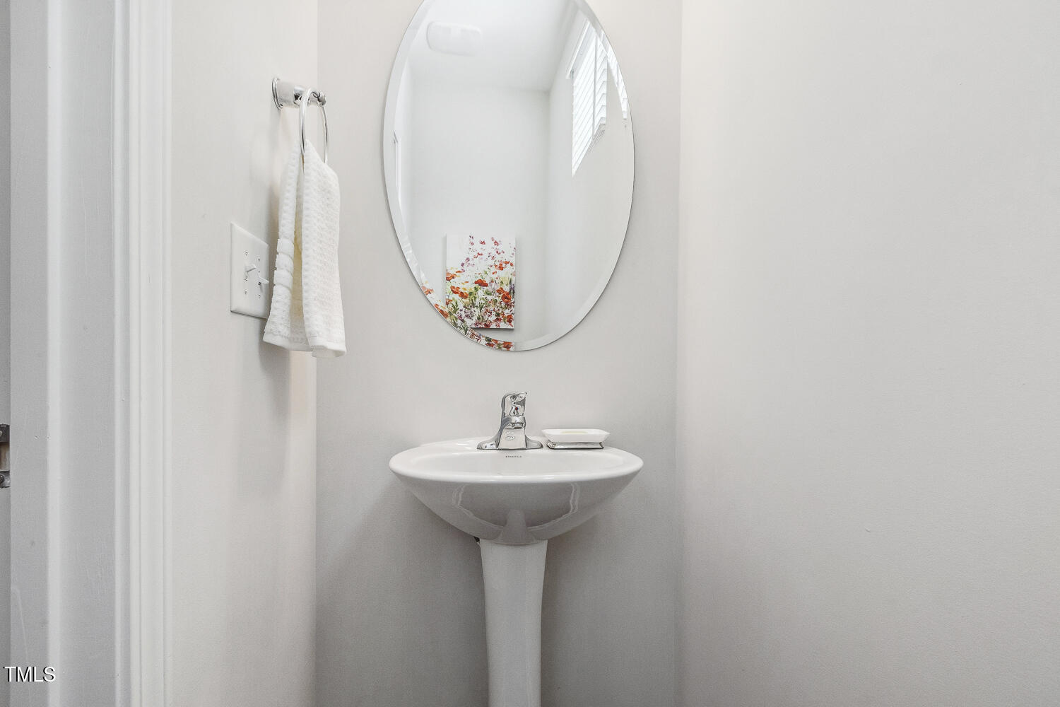 232 Big Barn Drive Wendell, NC 27591 - Photo 29 of 56 a bathroom with a sink a mirror and a shower curtain