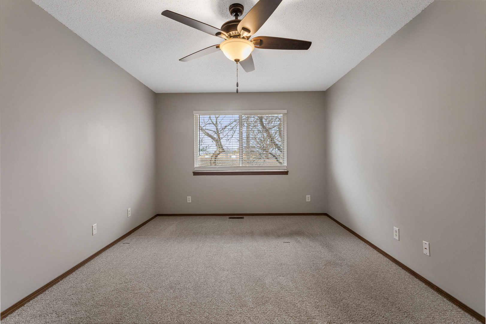 413 Irvine Road, Unit 413 Champaign, IL 61822 - Photo 23 of 29 an empty room with a window and a ceiling fan